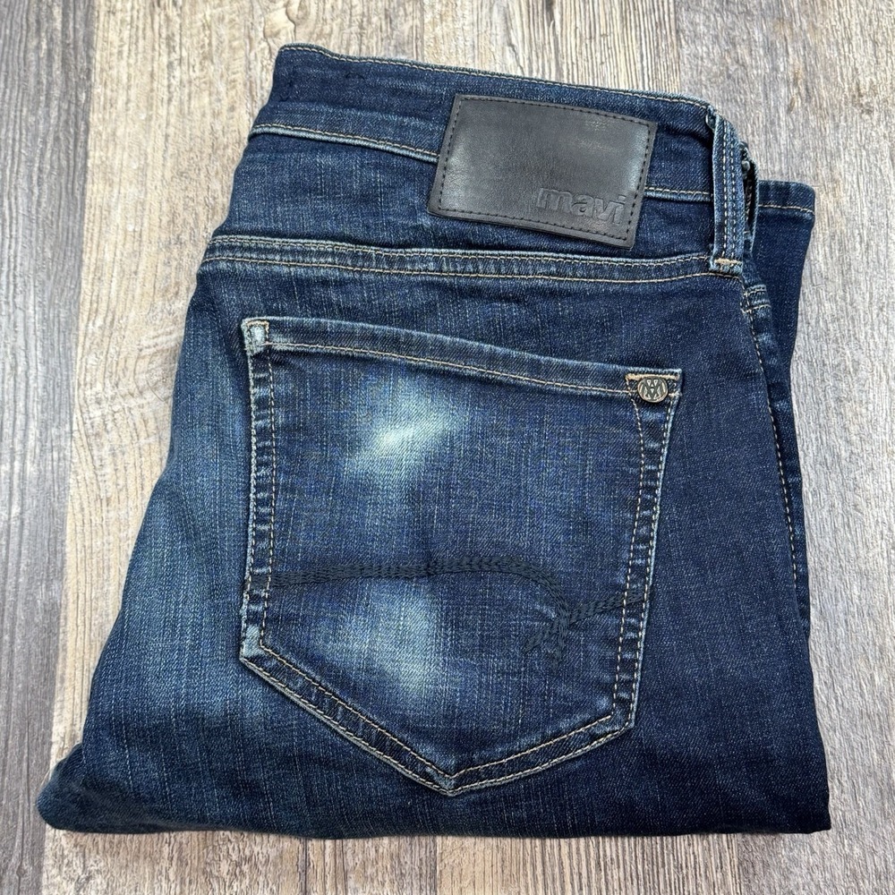 Mavi Jeans Mens 30x32 Dark Wash‎ Straight Leg Organic Cotton Stretch Fade Denim
